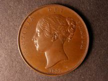 London Coins : A124 : Lot 639 : Penny 1839 Bronzed Proof Peck 1479 About FDC with a few tiny spots