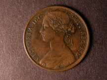 London Coins : A124 : Lot 711 : Penny 1869 Freeman 59 dies 6+G GVF with some corrosion around Britannia