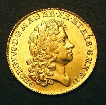 London Coins : A126 : Lot 1041 : Guinea 1714 Prince Elector S.3628 Lustrous GEF with a slight weakness in the centre of the reverse&#...