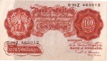 London Coins : A126 : Lot 182 : Ten shillings Beale B266 prefix O39Z issued 1950, GEF