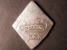 London Coins : A126 : Lot 809 : Halfcrown 1646 Charles I Newark Besieged the lower part of the coin About Fine the top half smoothed