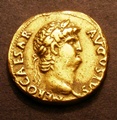 London Coins : A130 : Lot 928 : Aureus Nero Sear 669 Obverse Laureate Head right, Reverse Salus seated left holding patera VF