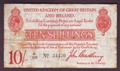 London Coins : A130 : Lot 96 : Treasury ten shillings T12.2 issued 1915 prefix J1/68, 2 pinholes & some foxing, Fine+