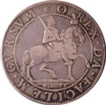 London Coins : A131 : Lot 983 : Halfcrown Pattern dated 1628 by Briot North 2673 Obverse King on horseback facing right, O REX. ...