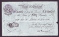 London Coins : A132 : Lot 147 : Fifty pounds white Peppiatt B244 dated 20 June 1936, serial 58/N 13807, Pick338a, (purpl...