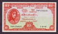 London Coins : A132 : Lot 412 : Ireland Republic Central Bank Lady Lavery 10 shillings dated 7.10.65 prefix 54P, Pick63a, (L...