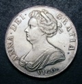 London Coins : A133 : Lot 241 : Crown 1703 VIGO ESC 99 EF even tone some scuffing or rubbing on the Queen's neck, Ex-Bob Duff Co...