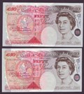 London Coins : A133 : Lot 3195 : Fifty Pounds Bailey. B405 (2) both R70 prefixes. UNC.