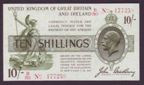 London Coins : A133 : Lot 3282 : Ten Shilling Bradbury. T20. B/30 177259. EF to UNC. 