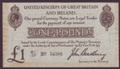 London Coins : A134 : Lot 110 : Treasury £1 Bradbury T11.2 issued 1915 serial C1/17 54509 toned with some edge staining from b...