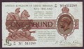 London Coins : A134 : Lot 129 : Treasury £1 Warren Fisher T31 issued 1923 serial Z1/54 511280, last prefix, good Fine