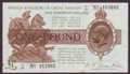 London Coins : A134 : Lot 133 : Treasury £1 Warren Fisher T34 issued 1927 Northern Ireland series control note Z1/97 167685  a...