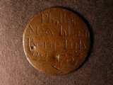 London Coins : A134 : Lot 1643 : Love Token Halfpenny in copper surface smoothed now engraved Phillis Mecchham Born. Iuly 22 1737 in ...