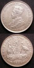 London Coins : A143 : Lot 851 : Australia Florins 1934 GVF (6 pearls show) and 1935 VF/GVF (8 pearls show)
