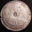 London Coins : A145 : Lot 1444 : Dollar George III Oval Countermark on 1785 Bolivia 8 Reales ESC 131 countermark NEF host coin NVF wi...