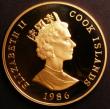 London Coins : A145 : Lot 605 : Cook Islands One Dollar 1986 Queen Elizabeth II 60th Birthday Gold Proof FDC, 43.81 grammes of 22 ca...