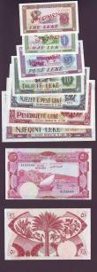 London Coins : A147 : Lot 183 : Albania (7) a SPECIMEN set 1 to 100 leke all dated 1976, Pick40s to 46s, about UNC to UNC, Yemen Sou...