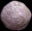 London Coins : A150 : Lot 1742 : Halfcrown Charles I Exeter Mint 1643 - 45 Briot style horseman small and neat riding over lumpy grou...