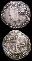 London Coins : A150 : Lot 1800 : Shilling Charles I Group D, Tower Mint, type 3a with no inner circles, round shield, No CR S.2791 mi...
