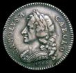 London Coins : A150 : Lot 2045 : Farthing 1665 Silver Pattern, Portrait with long hair, Obverse 2, Reverse A, Straight grained edge, ...