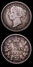 London Coins : A150 : Lot 904 : Canada (2) 10 Cents 1892 KM#3 Fine, 5 Cents 1893 KM#2NVF the obverse with some surface marks