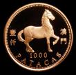 London Coins : A151 : Lot 1108 : Macau 1000 Patacas 2002 Year of the Horse Gold Proof KM#110 FDC in capsule with certificate