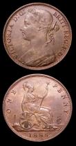 London Coins : A151 : Lot 2764 : Pennies (2) 1888 I's in VICTORIA have no top left serifs Gouby BP1888B EF/NEF, 1861 with wide s...
