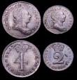 London Coins : A151 : Lot 3366 : Maundy Set 1776 (3 coins only issued) comprising Fourpence ESC 1914 GEF toned, Twopence as ESC 2243 ...