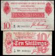 London Coins : A151 : Lot 51 : Ten shillings Bradbury contemporary forgeries (2), T8 issued 1914 series T/33 009001, small stains, ...