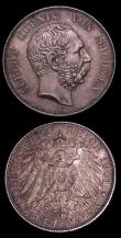 London Coins : A152 : Lot 1184 : German States - Saxony 2 Marks (2) 1901 KM#1245 UNC or near so and deeply toned, 1904 Death of Georg...