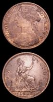 London Coins : A152 : Lot 2519 : Pennies 1863 (2) Freeman 42 dies 6+G the first EF with some toning, Ex-W.Nicholls 16/1/1995 £1...