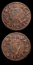 London Coins : A153 : Lot 1047 : Ireland Farthings Charles II Armstrong types (2) S.6556 both with inverted die axis VG