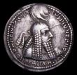 London Coins : A153 : Lot 1872 : Sassanian Drachm Ardashir I (c.224-240AD) Obverse close fitting head dress Reverse Altar/fire NVF