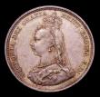London Coins : A153 : Lot 2290 : Shilling 1889 Small Jubilee Head ESC 1354 Davies 984 dies 1C EF/AU with golden tone, the obverse wit...