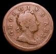 London Coins : A153 : Lot 3074 : Halfpenny 1718 No Stops on Obverse, also B for E in REX, VG with all legends bold and clear