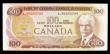 London Coins : A154 : Lot 135 : Canada $100 dated in Ottawa 1975 series AJM0093789 signed Crow & Bouey, Pick91b, light horizonta...