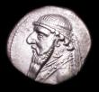 London Coins : A154 : Lot 1514 : Ancient Persia, Parthian Empire - Drachma Mithadrates II (123-88 BC) Obverse bust with long beard to...