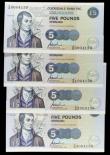 London Coins : A154 : Lot 332 : Scotland Clydesdale Bank PLC £5 (4) 1996 commemorative Robbie Burns poem set with matching num...