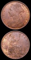 London Coins : A157 : Lot 2936 : Pennies (2) 1889 15 Leaves Freeman 127 dies 12+N UNC with traces of lustre, 1889 14 Leaves Freeman 1...