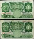 London Coins : A158 : Lot 78 : One Pound O'Brien (2) B274 issued 1955, consecutively numbered pair of Replacement notes, serie...