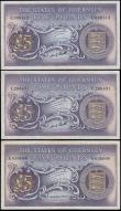 London Coins : A159 : Lot 1717 : Guernsey 5 Pounds (3) issued 1969 - 1975, two signed Bull & one signed Hodder, (Pick46b & Pi...