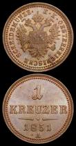 London Coins : A159 : Lot 2219 : Austria (3) 1 Kreuzer (2) 1851A KM#2185 UNC and attractively toned with traces of lustre and minor t...
