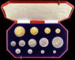 London Coins : A159 : Lot 94 : Proof Set 1902 Long Matt Set 13 coins Five Pounds, Two Pounds, Sovereign, Half Sovereign, Crown, Hal...