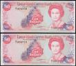 London Coins : A160 : Lot 264 : Cayman Islands Currency Board 10 Dollars (2) a pair of consecutively numbered low serial numbers B/1...