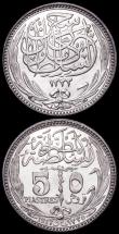 London Coins : A160 : Lot 3179 : Egypt 5 Piastres (2)  AH1348 (1929) KM#349 A/UNC, 5 Piastres 1917 KM#318.1 Lustrous UNC