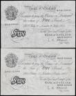 London Coins : A160 : Lot 82 : Five Pounds O'Brien (2) white notes B276 dated 4th October 1955, series A95A 020068, and 9th Ju...