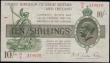 London Coins : A161 : Lot 26 : Ten Shillings Warren Fisher T30 issued 1922 series N/6 374920, portrait King George V at right, (Pic...