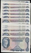London Coins : A161 : Lot 58 : Five Pounds O'Brien B277 (16) issued 1957, including two consecutively numbered pairs series D8...