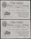 London Coins : A162 : Lot 118 : Catterns Five pounds white notes B228 (2) both dated 13th May 1930, a consecutively numbered pair se...