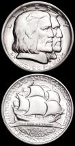 London Coins : A163 : Lot 2184 : USA Half Dollars Commemorative issues (2) undated (1920) Pilgrim Tercentenary, Breen 7448 UNC or nea...